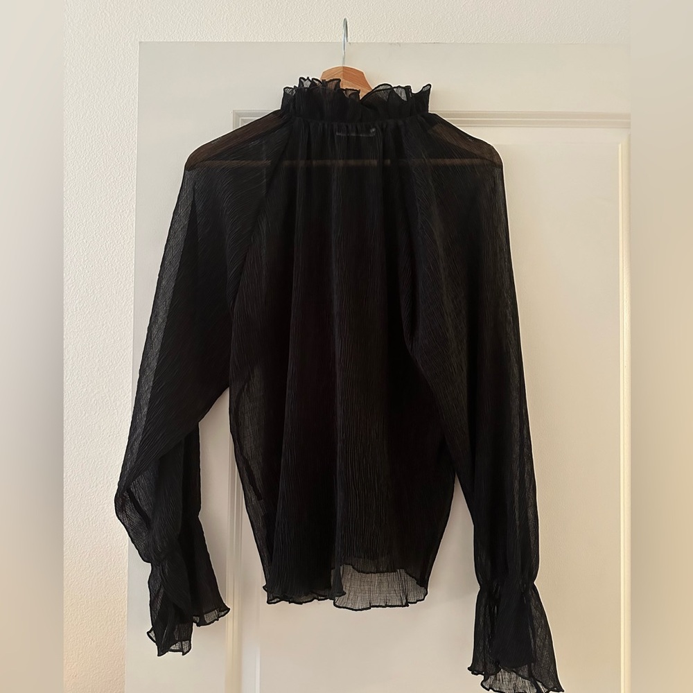 Chic Black Blouse with Sheer Elegance - Picture 4 of 4
